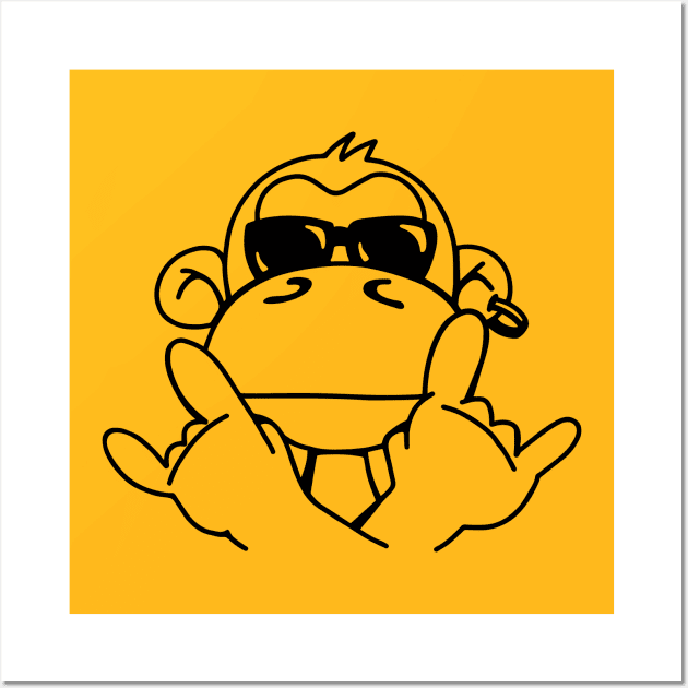 Cool Monkey with Sunglasses (black) Wall Art by schlag.art